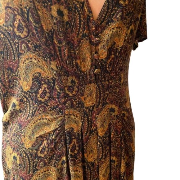 Free People Olivia Midi Dress Paisley Print V neck - Picture 6 of 16